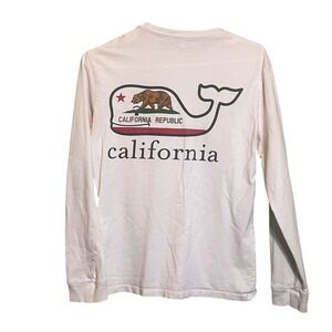 Vineyard Vines Mens Preppy Cotton Whale Long Sleeve Pocket T-shirt White Size XS